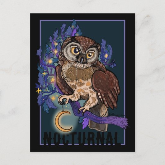 Boreale Night Tree Owl Nocural Feestdagenkaart (Voorkant)