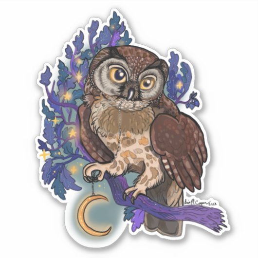 Boreale Night Tree Owl Sticker (Voorkant)