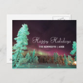 Borealis van de dageraad - de Groene Bomen van het Feestdagenkaart (Voorkant / Achterkant)