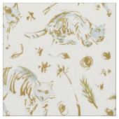 BORED AF CATS Gold Kat Print Stof (Close Up)