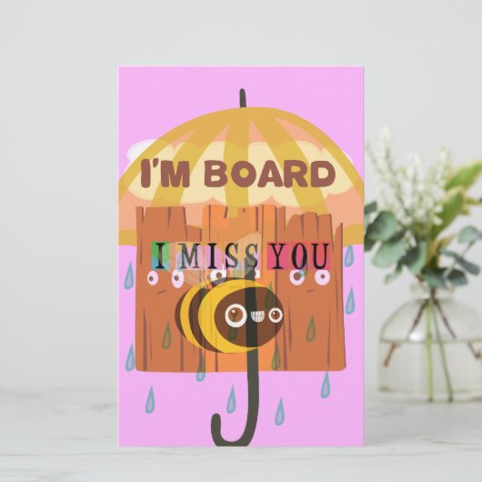 Bored Bee: Een regenachtige dag stemming. "Ik mis  Briefpapier (Staand voorkant)