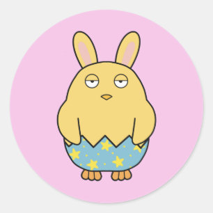 Bored Bunny Chick 04 Ronde Sticker
