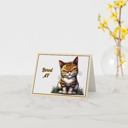 Bored Cat Kaart (Gele Bloem)