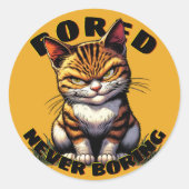 Bored Cat Ronde Sticker (Voorkant)