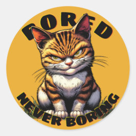 Bored Cat Ronde Sticker