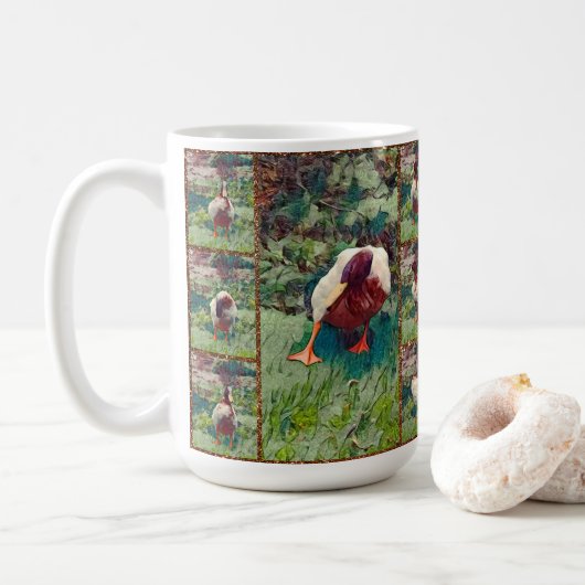 Bored Duck Photo Collage, Coffee Mok (Met donut)