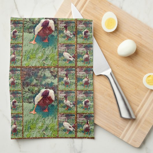 Bored Duck Photo Collage, Dish Towel Theedoek (Quarter Fold)