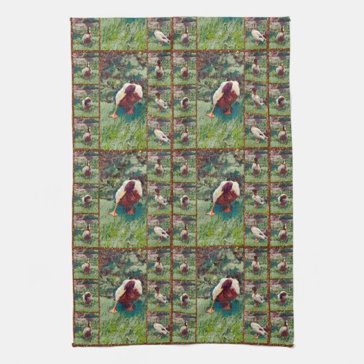 Bored Duck Photo Collage, Dish Towel Theedoek (Verticaal)