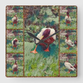 Bored Duck Photo Collage, Square Wall Clock Vierkante Klok (Voorkant)