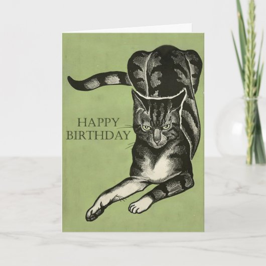 Bored Tekening van de Kat - Gelukkige Verjaardag Kaart (Voorkant)