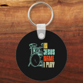 Boredkoalas Jesus Name I Play Drums - Men, Boys -  Sleutelhanger (Voorkant)