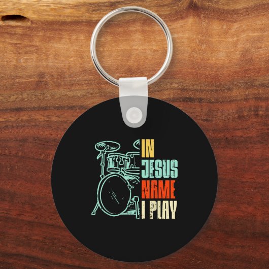 Boredkoalas Jesus Name I Play Drums - Men, Boys -  Sleutelhanger (Voorkant)