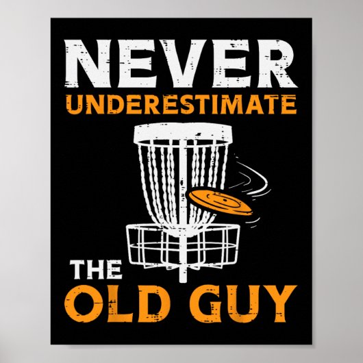 Boredkoala's onderschatten nooit old guy disc golf poster (Voorkant)