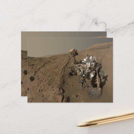 Boren Mars Curiosity Rode Mars Landschap Briefkaart (Voorkant / Achterkant in situ)
