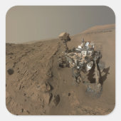 Boren Mars Curiosity Rode Mars Landschap Vierkante Sticker (Voorkant)