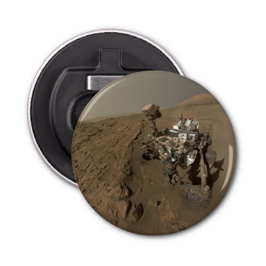 Boren Mars Curiosity Rood Mars Landschap Button Flesopener (Voorkant)