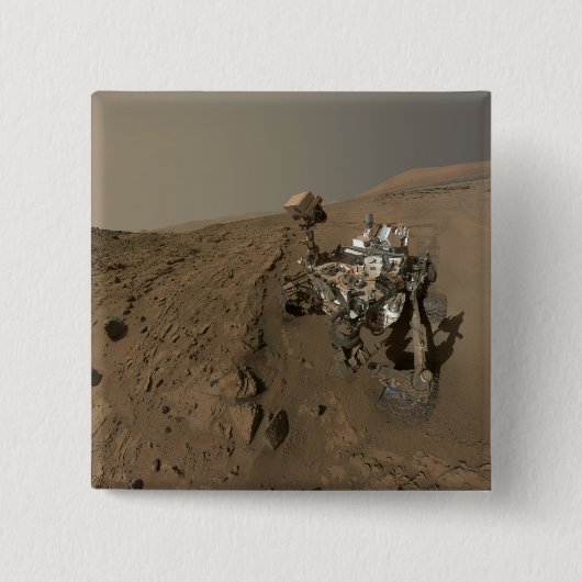 Boren Mars Curiosity Rood Mars Landschap Vierkante Button 5,1 Cm (Voorkant)