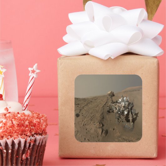 Boren Mars Curiosity Rood Mars Landschap Vierkante Sticker (Feest)