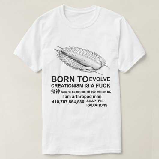 BOREN OM CREATIONISME TE VERSPREIDEN IS EEN FCK T-SHIRT (Design voorkant)