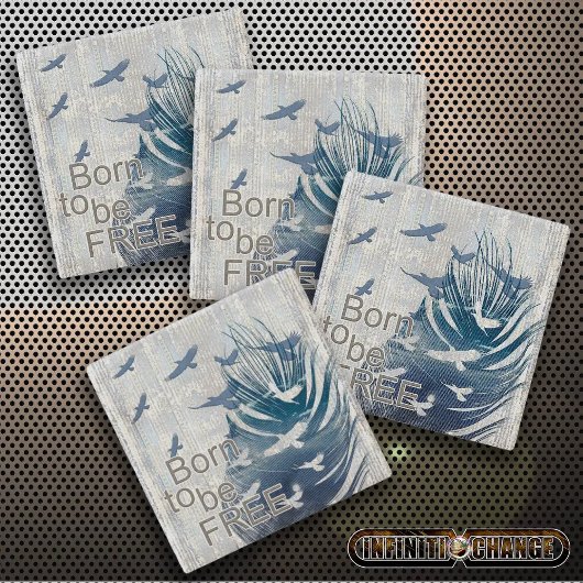 BOREN OM VRIJ TE ZIJN | Grunge Denim Textured Eagl Stenen Onderzetter