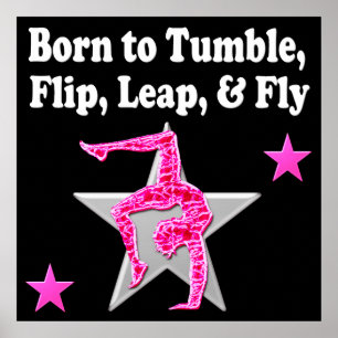 BOREN OP TUMBLE, LEAP EN FLY GYMNAST POSTER
