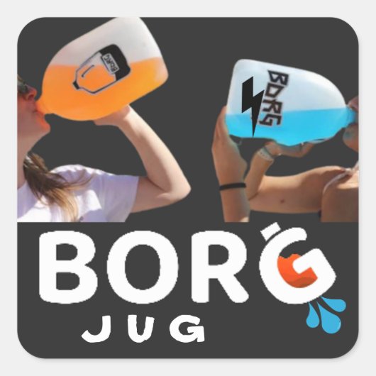 bOrG  Social Media Drink Raver Cocktail  Kruik ETI Vierkante Sticker (Voorkant)