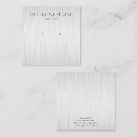 Borgepensed zilveren Luxury Jewelry Earring-beelds Vierkante Visitekaartje (Voorkant / Achterkant)