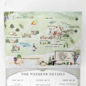 Borgo Corsignano | Geïllustreerde bruiloft Drieluik Uitnodiging (Binnenzijde eerst)