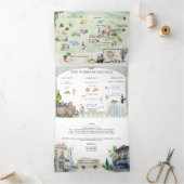 Borgo Corsignano | Geïllustreerde bruiloft Drieluik Uitnodiging (Binnen)