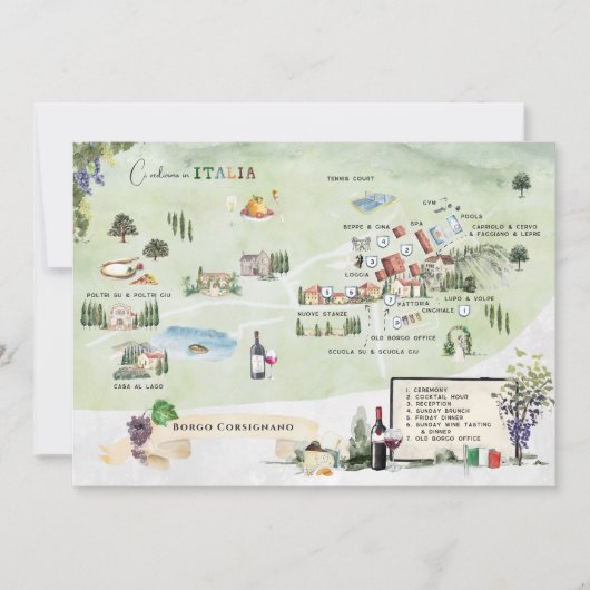 Borgo Corsignano | Uitnodiging reiskaart (Voorkant)