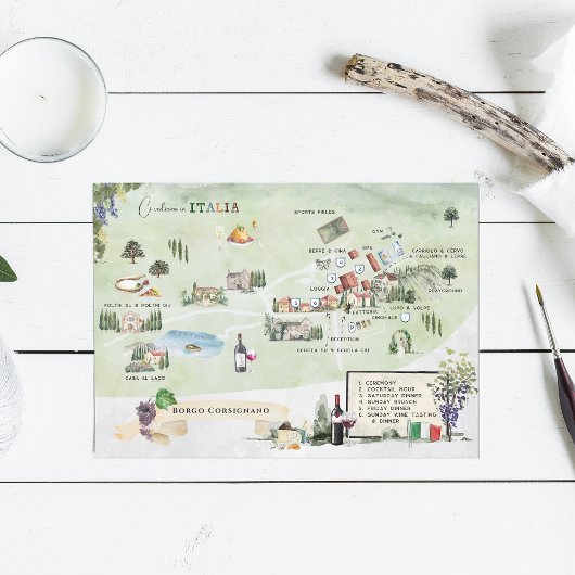 Borgo Corsignano | Uitnodigingskaart routekaart Kaart