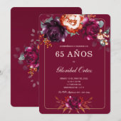 Borgoña 65e ideeën de fiesta de cumpleaños para kaart (Voorkant / Achterkant)