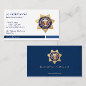 borgtochtagent | Elegant blauw schild Visitekaartje (Voorkant / Achterkant)