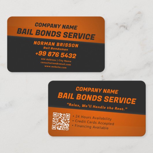 borgtochtobligatiedienst | Donker Sinaasappel Visitekaartje (Voorkant / Achterkant)