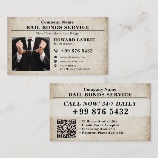 borgtochtobligatiedienst | Klassieke Vintage Visitekaartje (Voorkant / Achterkant)