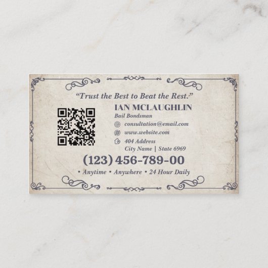 borgtochtobligatiedienst | Klassieke Vintage Visitekaartje (Achterkant)