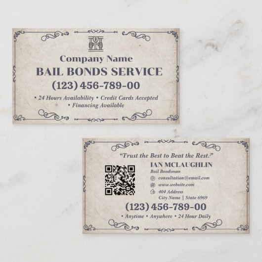 borgtochtobligatiedienst | Klassieke Vintage Visitekaartje (Voorkant / Achterkant)