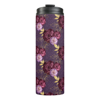 BORGUNGY EN ROZE WATERVERF BLOEMEN THERMOSBEKER