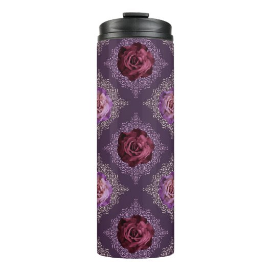 BORGUNGY EN ROZE WATERVERF BLOEMEN THERMOSBEKER (Voorkant)