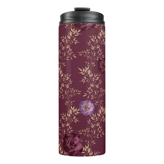 BORGUNGY EN ROZE WATERVERF BLOEMEN THERMOSBEKER (Voorkant)