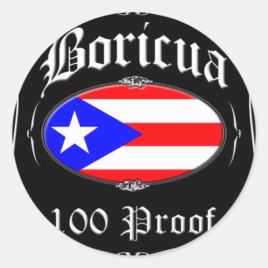 Boricua 100 Proof Ronde Sticker (Voorkant)