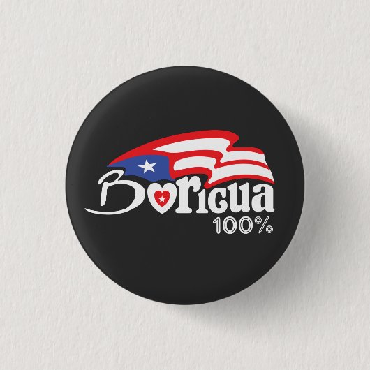 Boricua 100% Puerto Rico Button (Voorkant)