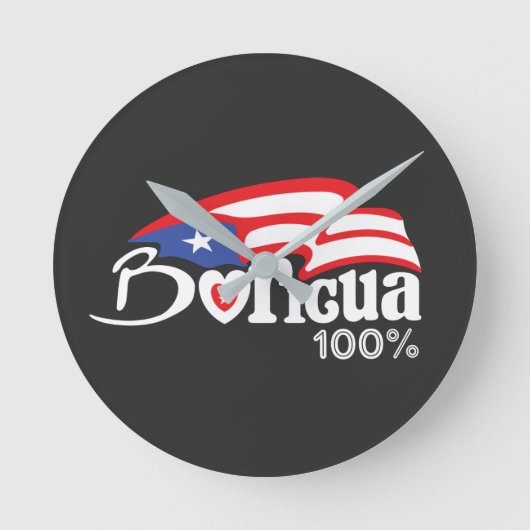 Boricua 100% Puerto Rico Clock Ronde Klok (Voorkant)