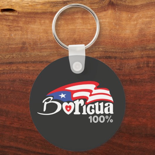 Boricua 100% Puerto Rico Sleutelhanger (Voorkant)