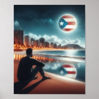 Boricua Aunque Zee en la Luna Poster