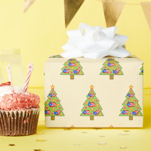 Boricua Christmas Tree Flag wrapping paper Cadeaupapier (Verjaardagsfeest)