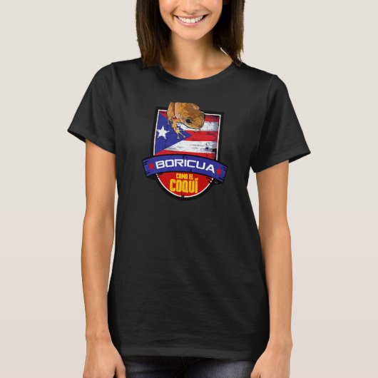 Boricua Como el Coqui & Puerto Rico Flag Pride Gru T-shirt (Voorkant)