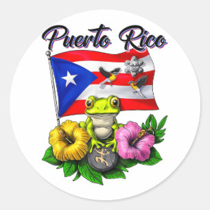 Boricua Coqui Frog Taino Puerto Rico Puerto Rico Ronde Sticker