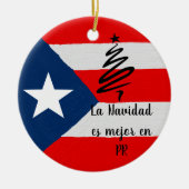 Boricua coqui Puerto Rico vlag Kerstmis Keramisch Ornament (Voorkant)