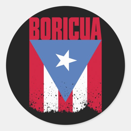 Boricua Flag Ronde Sticker (Voorkant)